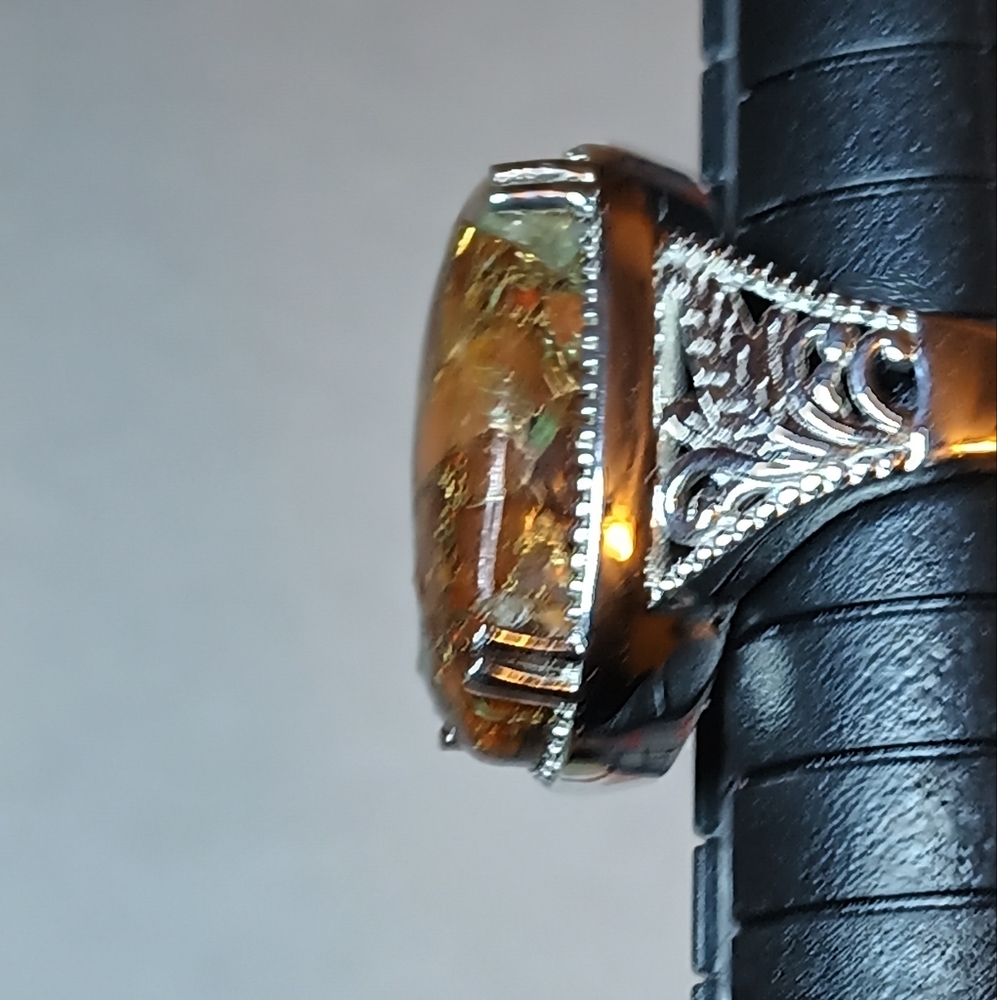 Size 7**Elongated Matrix Fire Opal Ring - Picture 12 of 13